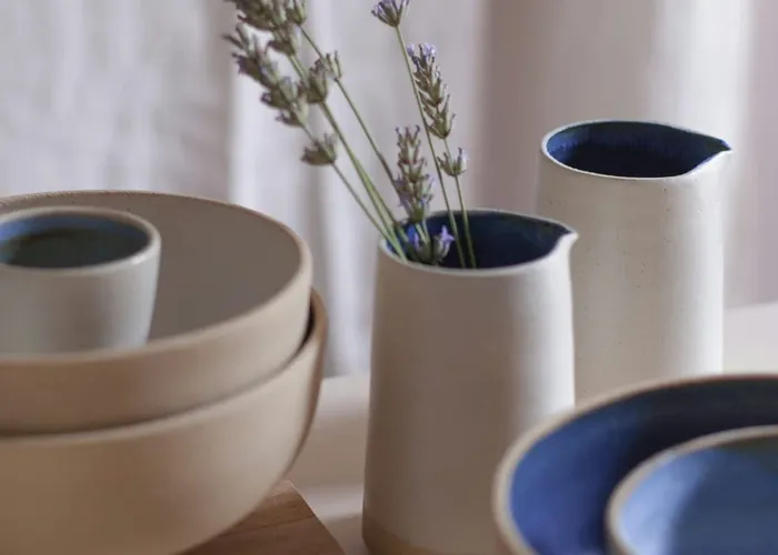 Wabi-sabi styled interior with clay and natural textures